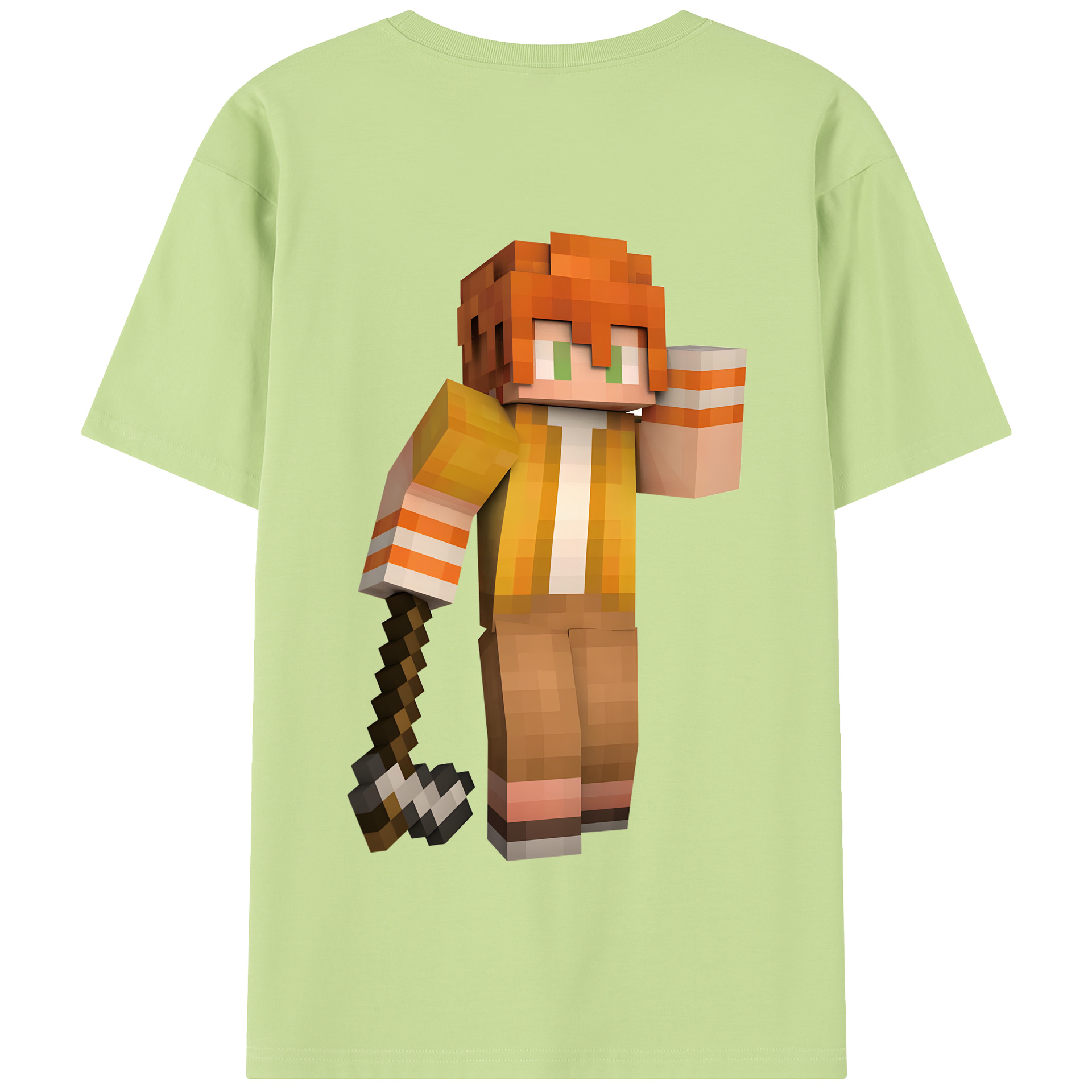 （画像用） マインクラフト ブロックの世界 Minecraft MC Block world 綿100％半袖Tシャツ（背面プリント）